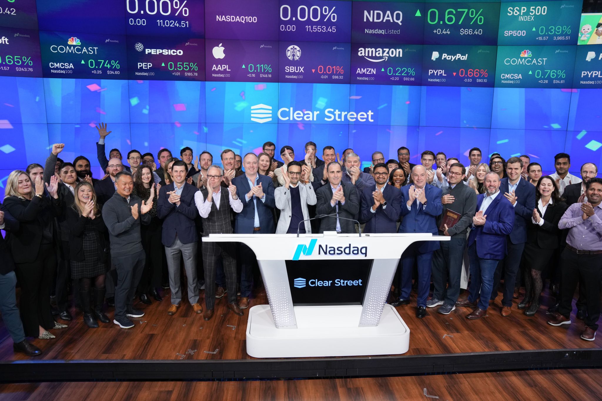 The Clear Street team on the NASDAQ floor.