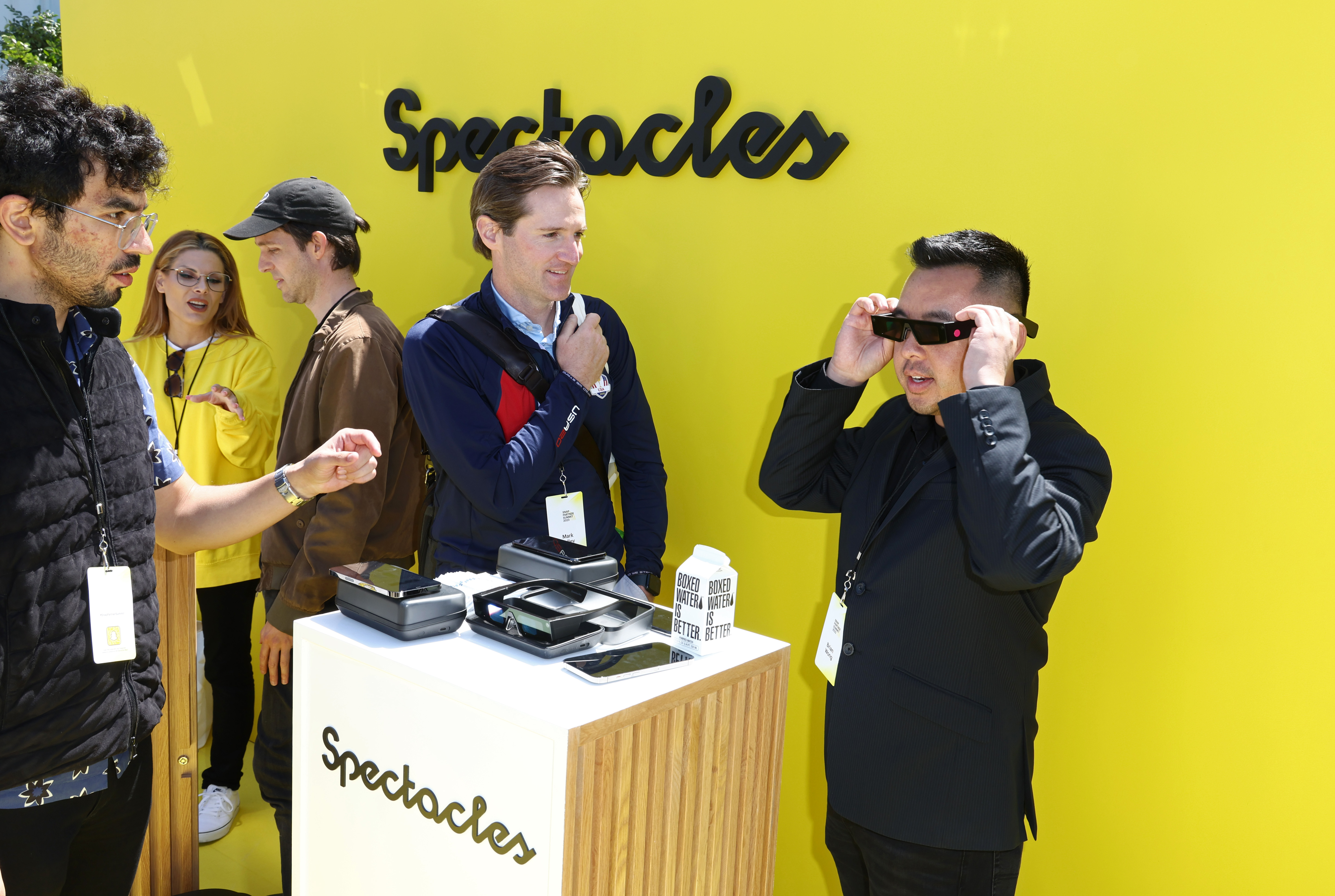 Photo of attendee trying on the AR Snap Spectacles