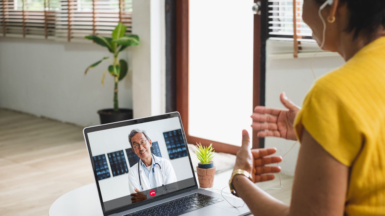 Woman on video chat with doctor