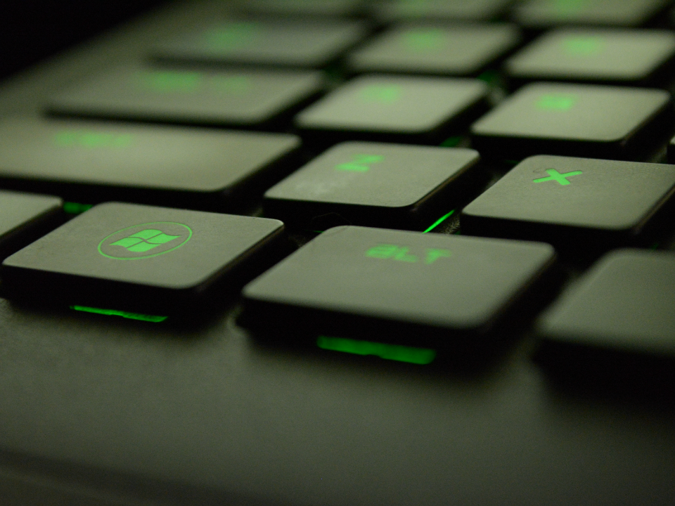 An illuminated video game keyboard
