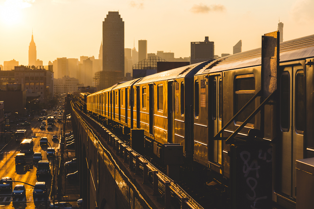 trains in nyc sunset