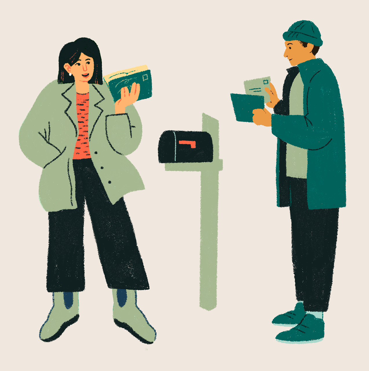 SLM's illustration of two people receiving mail