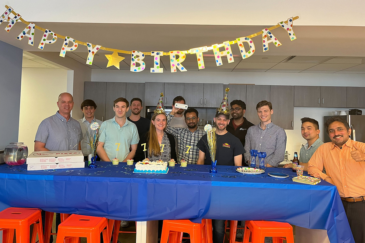 Prescriptive Data colleagues celebrating a team member's birthday