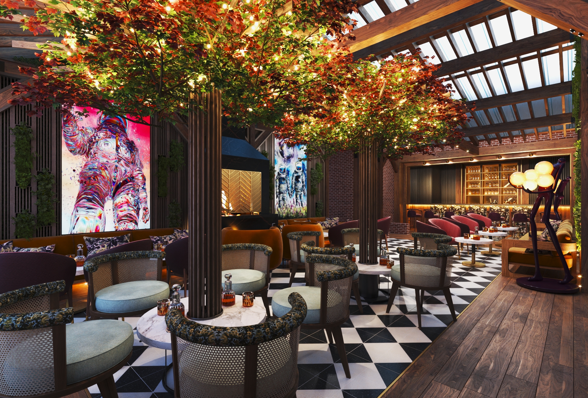 A rendering of dining space in CLUB 3's LA facility