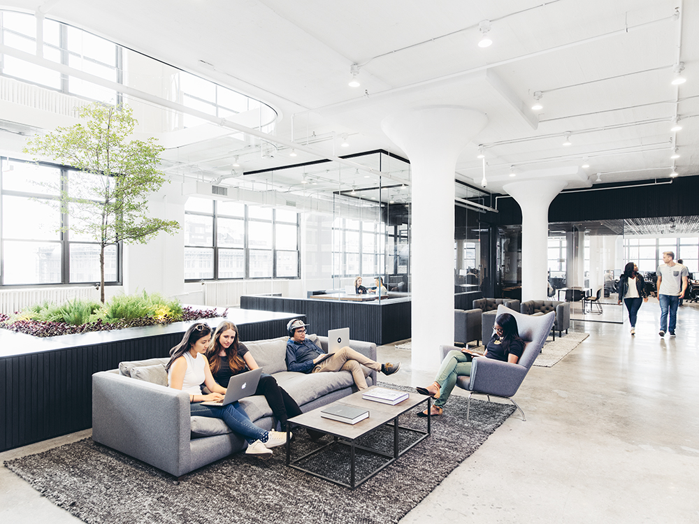 Team members working inside of the Squarespace office