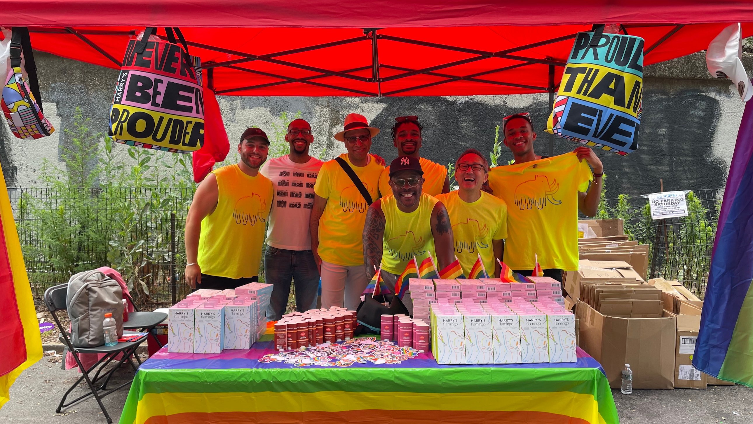  Harry’s employees at a Pride parade booth