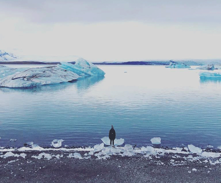 Noken traveler observes an iceberg