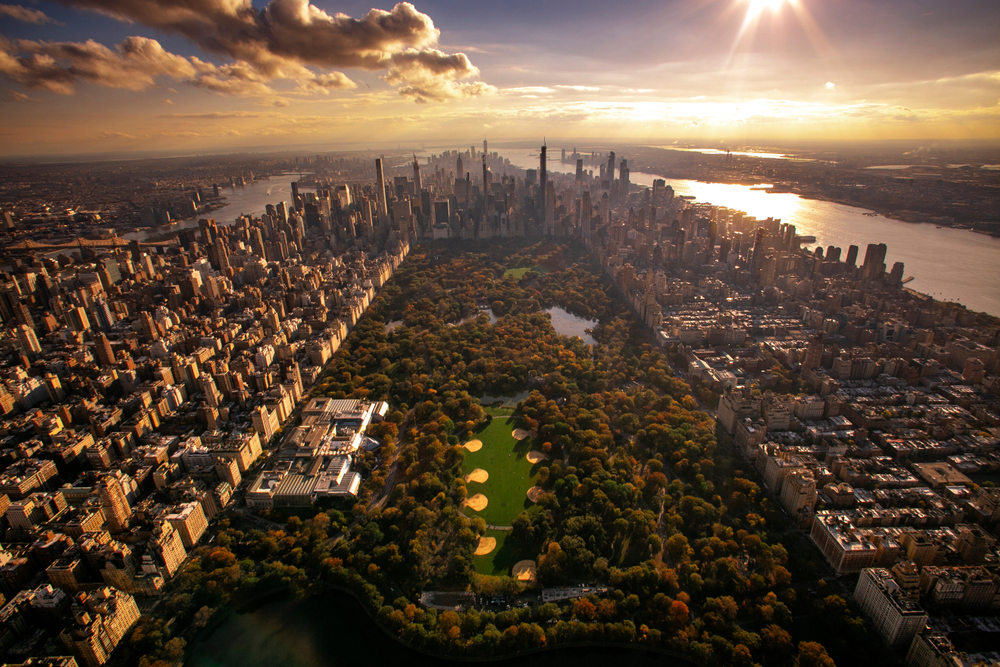 aerial view of nyc from helicopter