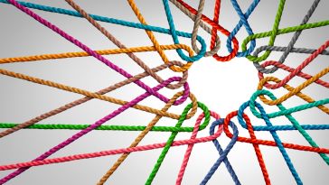 different colored ropes shaped as a heart