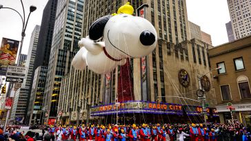Macy's Thanksgiving Parade with Snoopy float