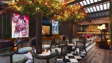 A rendering of dining space in CLUB 3's LA facility.